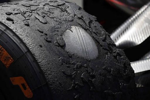 tyre damage f1 flattening