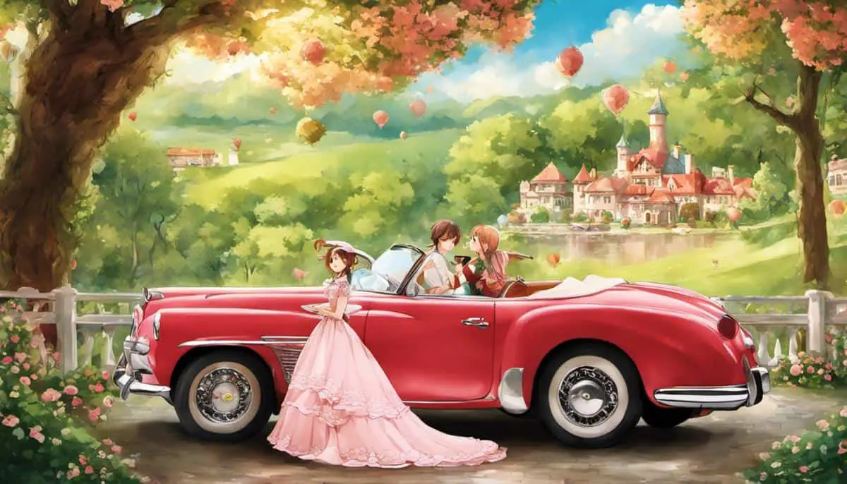 Εικονογράφηση των K και Cream, των πρωταγωνιστών του Peach Love, με ρομαντική και ιδιόρρυθμη ατμόσφαιρα.