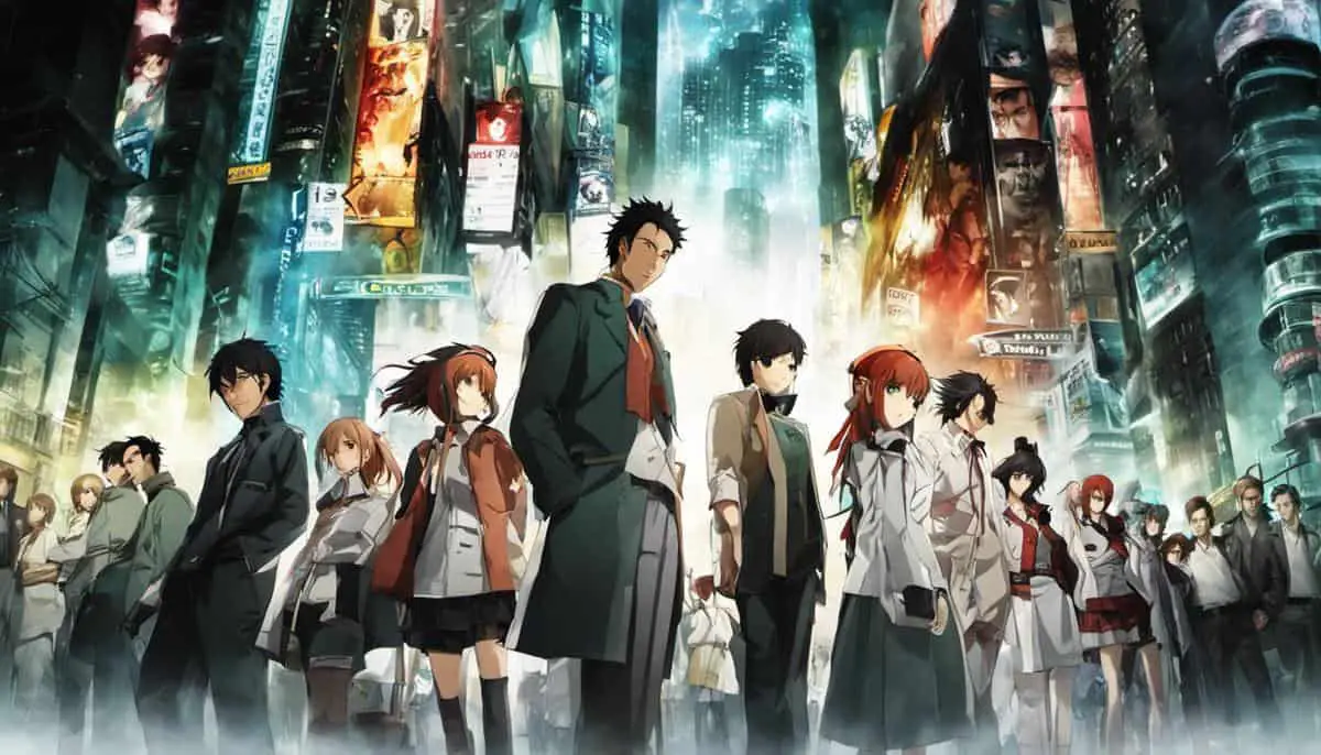 A visual representation of timelines splitting and converging, with Steins Gate 0 highlighted.